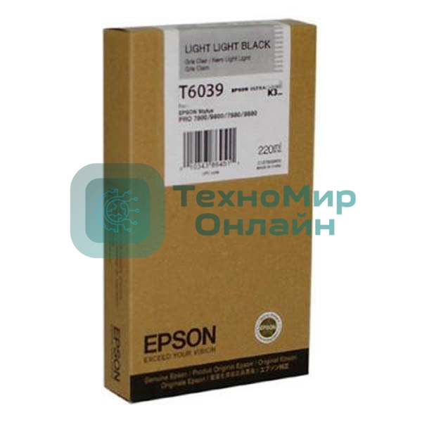 Картридж струйный Epson C13T603900 светло-серый для Epson Sty Pro 7800/9800/7880/9880 (220мл)
