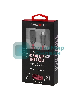 Кабель Crown USB - USB Type-C CMCU-3132C red