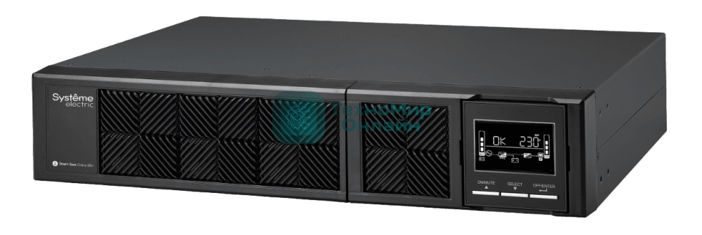 Источник бесперебойного питания Systeme Electriс Smart-Save Online SRV, 1000VA/900W, On-Line, Rack 2U(Tower convertible), LCD, Out: 6xC13, SNMP Intelligent Slot, USB, RS-232