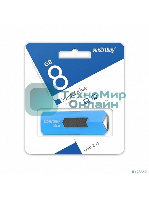 Флешка USB Smartbuy STREAM Blue (SB8GbST-B), 8Gb, USB 2.0, R/W 25/15, синий/черный