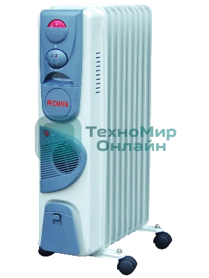 Обогреватель масляный Ресанта ОМ-9НВ (9 секций), белый, 2400 Вт, 25 м2, термостат