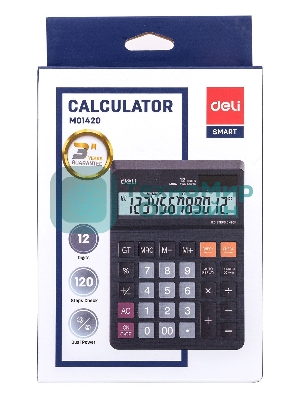 Калькулятор настольный Deli EM01420 черный 12-разр.