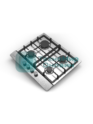 Газовая варочная панель Evelux HEG 633 X Hi-Tech, 60 см, 4 конфорки, чугунные решетки, газ-контроль, электроподжиг, механическое управление, нержавеющая сталь