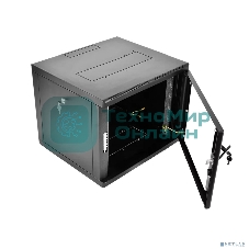 Шкаф телекоммуникационный настенный разборный ЦМО 9U (600 x 650) съемные стенки, дверь стекло, черный (ШРН-М-9.650-9005)