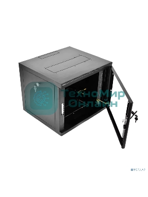Шкаф телекоммуникационный настенный разборный ЦМО 9U (600 x 650) съемные стенки, дверь стекло, черный (ШРН-М-9.650-9005)