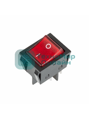 Выключатель клавишный Rexant 250V 30А (4с) ON-OFF красный с подсветкой