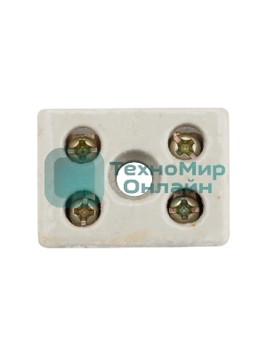 Клемма керамическая винтовая Rexant 10 мм² 2 пары контактов с крепежным отверстием (100 шт./уп.)