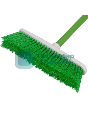 Щетка Home Palisad пластмассовая для подметания пола, 27 см, c черенком, 120 см, салат. щетина