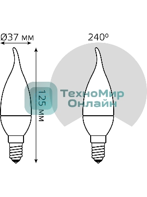 Лампа светодиодная Gauss Basic 1034116 5.5Вт цок.: E14 свеча 180B 3000K св. свеч. белый. теп. (упак.: 10 шт)