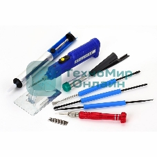 Набор для пайки Rexant (паяльник 8 Вт, оловоотсос, подставка, припой, отвертка, интрумент для монтажа)
