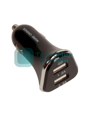 Автомобильная зарядка (от прикуривателя) 2USB 2.4A для Apple 8-pin More choice AC22i черный