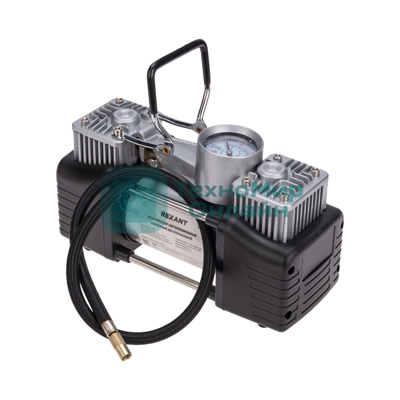 Компрессор поршневой автомобильный Rexant усиленный двухпоршневой (60л/мин, 10 АТМ)