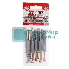 Дюбель-гвоздь 8х60 с потайной манжетой полипропилен (уп. 10 шт) пакет Tech-Krep 103904