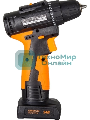 Дрель-шуруповерт аккумуляторная Вихрь ДА-24Л-2К/Б 72/14/24, Аккумуляторная, 24В, 2 АКБ, Кейс