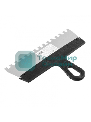 Шпатель Sparta из нержавеющей стали, 300 мм, зуб 10х10 мм, пластмассовая рукоятка