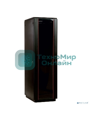 Шкаф телекоммуникационный напольный 42U (800x800) дверь стекло, черный