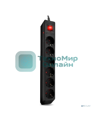 Сетевой фильтр SVEN Optima 5,0 м (6 розеток с защитными шторками) черный, цветная коробка