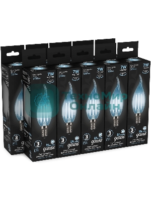 Лампа светодиодная Gauss LED Filament Свеча на ветру E14 7W 580lm 4100К 1/10/50