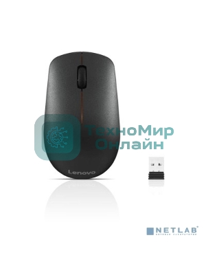 Мышь беспроводная Lenovo 400 черный, 1200 dpi, радиоканал, USB, кнопки - 3