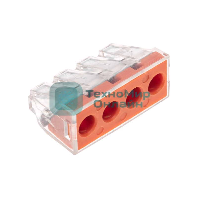 Экспресс-клемма Rexant СМК 773-174 с пастой, 4-проводная 0,75-6 мм² (блистер 5 шт/уп)