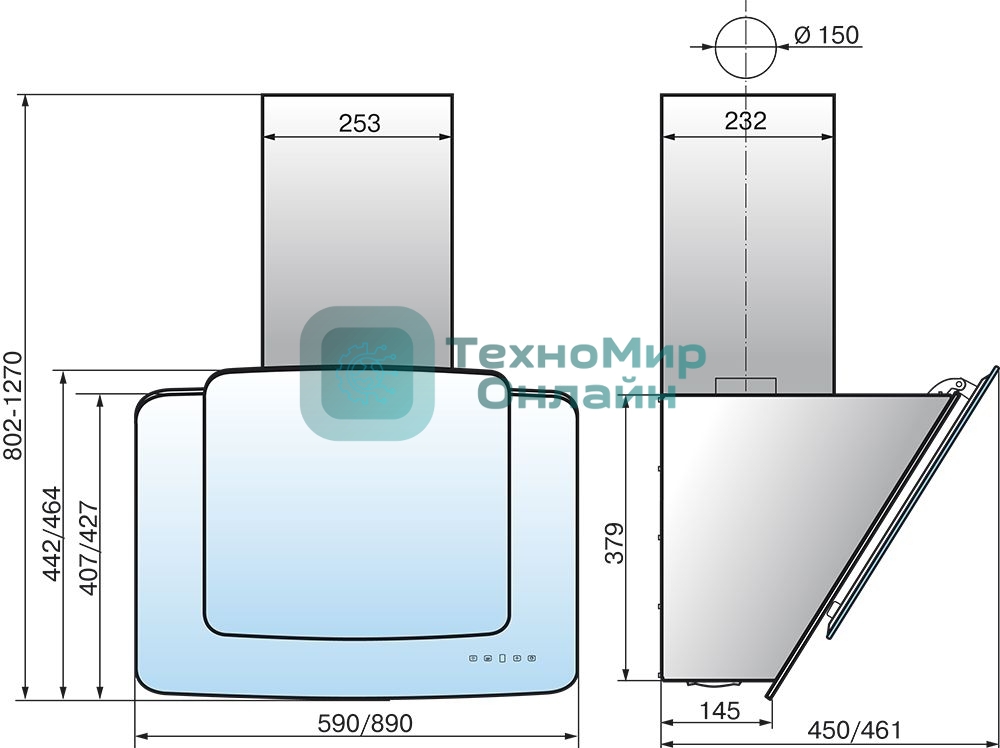 Вытяжка наклонная Elikor Кварц 60П-1000-Е4Д черный, 59 см, 1000 куб. м/ч, 59 дБ