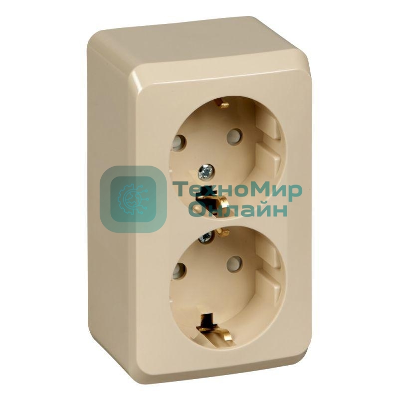 Розетка 2-м ОП Этюд 16А защ. шторки с заземл. крем SchE PA16-008K