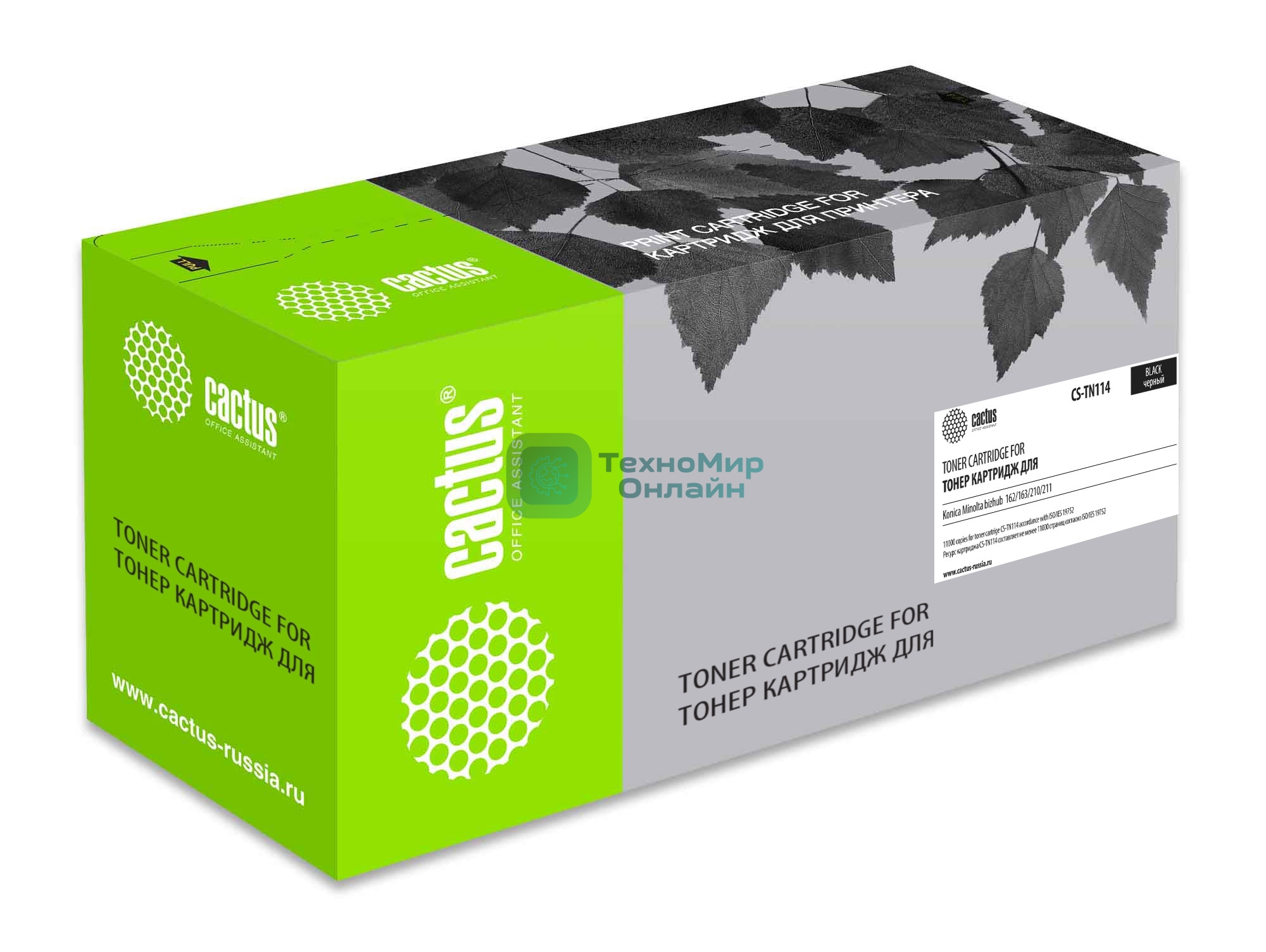 Картридж лазерный Cactus CS-TN114 черный (11000 стр.) для Konica Minolta 162/7115F/7118/7118F/7216/7220/Bizhub 163/Bizhub 210/Bizhub 211