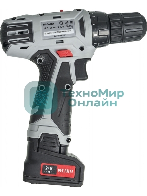 Дрель-шуруповерт аккумуляторная Ресанта ДА-24-2ЛК 75/14/7, Аккумуляторная, 24В, 2 АКБ, Кейс