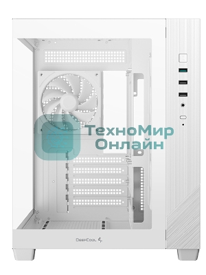 Компьютерный корпус Deepcool CG330 3F WH без БП, боковое окно (панорама), 3x120мм ARGB PWM вентилятора, белый, mATX (R-CG330-BKNGM3-G)