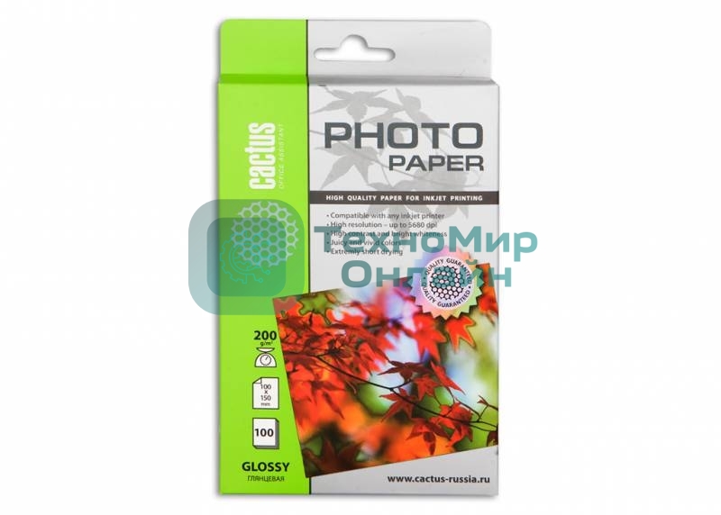 Фотобумага Cactus CS-GA6200100 глянцевая A6 200 г/м2 100 листов