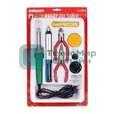 Набор для пайки Rexant №13 (паяльник 30Вт, подставка, канифоль, припой, бокорезы, тонкогубцы)