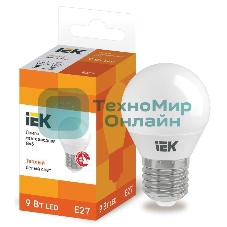 Лампа cветодиодная IEK LLE-G45-9-230-30-E27 ECO G45 шар 9Вт 230В 3000К E27