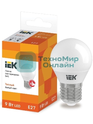 Лампа cветодиодная IEK LLE-G45-9-230-30-E27 ECO G45 шар 9Вт 230В 3000К E27