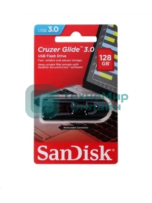 Флешка USB Sandisk CZ600 Cruzer Glide (SDCZ600-128G-G35), 128Gb, USB 3.0, R/W 100/20, черный