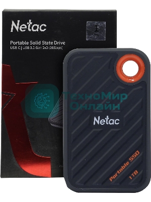 Внешний SSD Netac ZX20, 1TB, USB 3.2 Gen 2x2 Type-C, R/W 2000/1800, черный