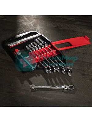 Набор ключей Matrix комбинированных, трещоточных шарнирных 8шт