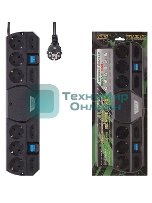 Сетевой фильтр Most TRG 5 м (10 розеток) черный, коробка