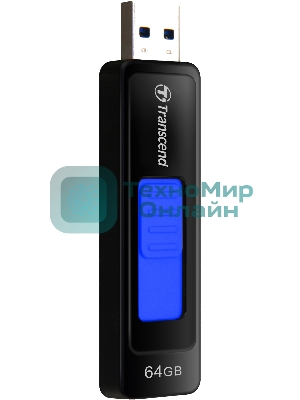 Флешка USB Transcend JetFlash 760 (TS64GJF760), 64Gb, USB 3.0, R/W 130/40, черный/синий