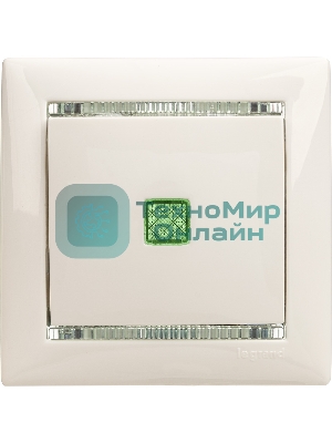 Механизм выключателя 1-кл. СП Valena 10А IP31 с зел. инд. бел. Legrand 774410