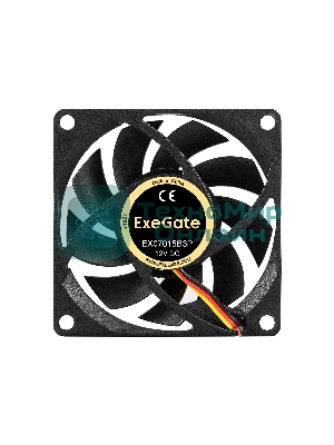 Вентилятор для корпуса ExeGate EX07015B3P черный, 70 мм, 3000 об/мин, 27 дБ, 3 pin
