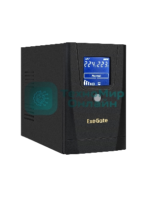 Источник бесперебойного питания ExeGate Power Smart ULB-650.LCD.AVR.1SH.2C13 650VA/360W, LCD, AVR,1*Schuko+2*C13, металлический корпус, черный