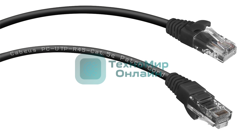 Патч-корд Cabeus PC-UTP-RJ45-Cat.5e-2m-BK UTP, cat. 5e, 2 м, неэкранированный, черный. 7681c