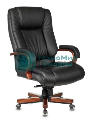 Кресло Бюрократ T-9925WALNUT/BLACK черный, кожа