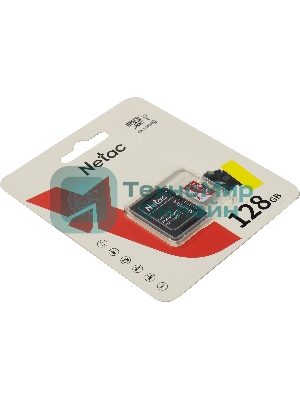 Флеш карта Netac P500 ECO 128Gb MicroSDXC U1/C10 up to 80Mb/s, retail pack with SD Adapter
