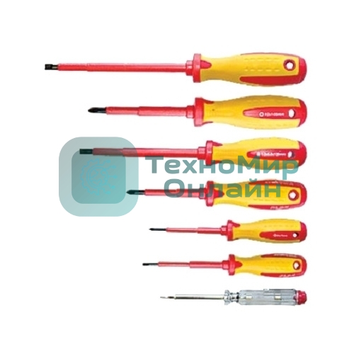 Набор отверток Matrix диэлект.до 1000в проб.эл. - до 250в двухкомп.рукоятки (7шт.)