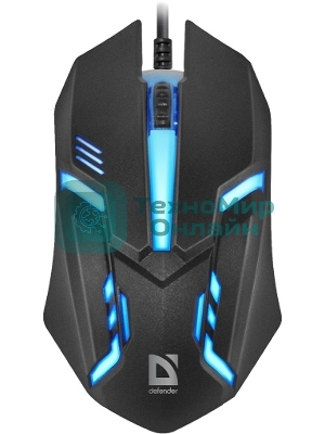 Мышь проводная Defender Cyber MB-560L черный, 1200 dpi, USB, кнопки - 3