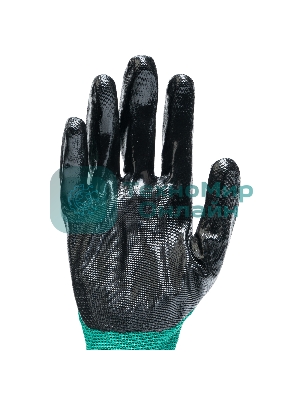 Перчатки полиэфирные Palisad с черным нитрильным покрытием, размер 9, 13 класс вязки