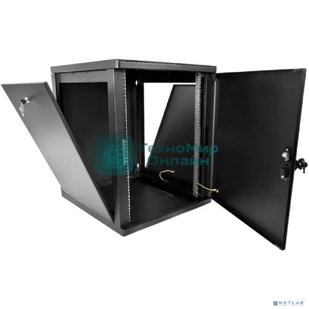 Шкаф телекоммуникационный настенный разборный ЦМО 15U (600 x 650) съемные стенки, дверь металл, черный (ШРН-М-15.650.1-9005)