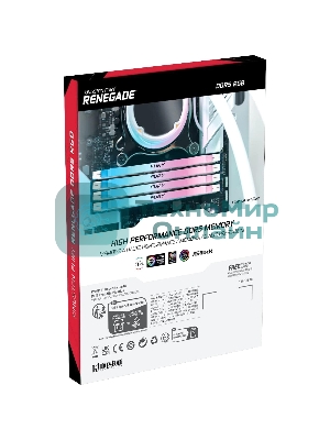 Оперативная память Kingston Fury Renegade, DDR5, 16Gb (1x16Gb), 7600MHz, CL38, DIMM, радиатор, RGB, белый