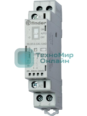Контактор модульный 2NO 25А AgNi 230В AC/DC 17.5 мм IP20 мех. индикатор FINDER 223202301320